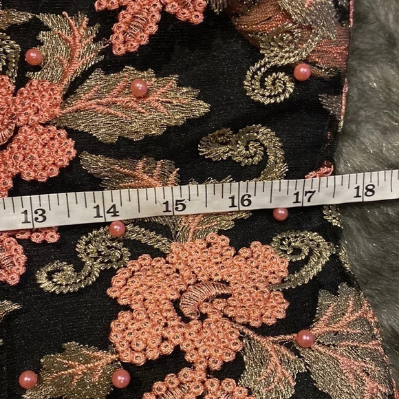 Luxury African heavy Embroidered Lace sheer embellished beaded maxi dress Sz - Picture 6 of 16